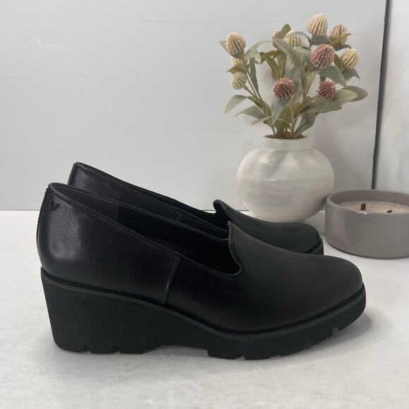 Vionic Willa Wedge Loafers Leather Slip On Shoes Black Women's US 9.5 NWOB - Picture 3 of 11